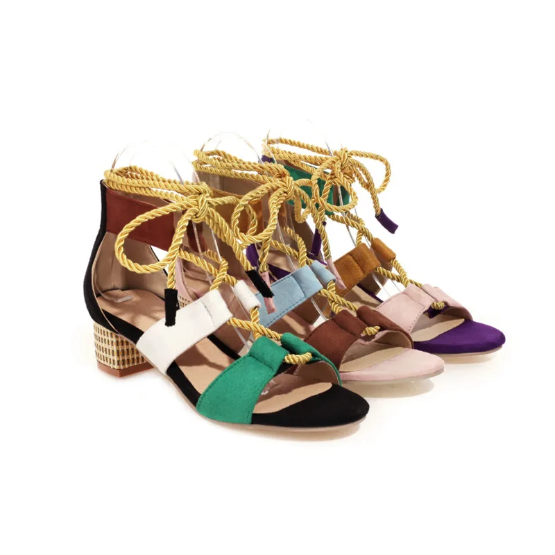

Summer 2021 New Arrivals Ankle Strap Women Sandals Lace-up Mixed Colors Sandals Female Fashion Casual Women Shoes Plus Size 43