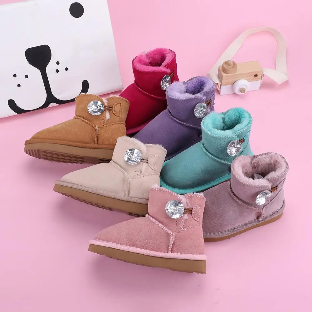 HABUCKN High Quality Australia Classic Fashion Genuine Leather Snow Boots Boy and girl Warm Winter waterproof Shoes For children | Детская