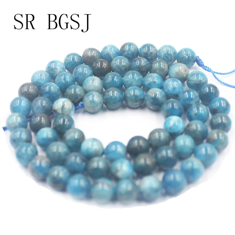 Free Shipping 6-12mm Blue Apatite Gems Natural Round Stone Beads For Jewelry Making DIY Strand 15&quot | Украшения и аксессуары
