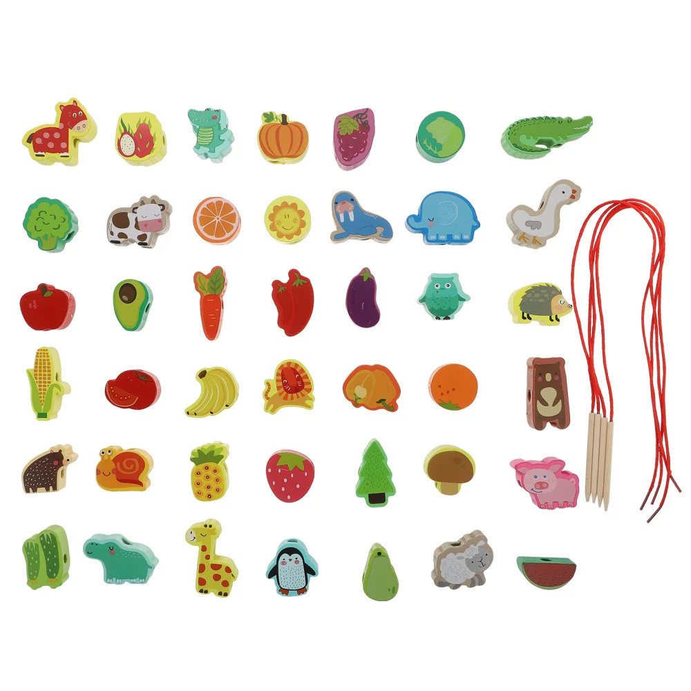 

42 шт., деревянные бусины для детских образовательных игрушек