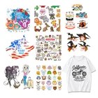 Термоклейкие нашивки для одежды на Хэллоуин, байкерские, с животными, буквами, термоклейкие виниловые нашивки, Детская футболка, сделай сам, волшебные наклейки, наклейки F