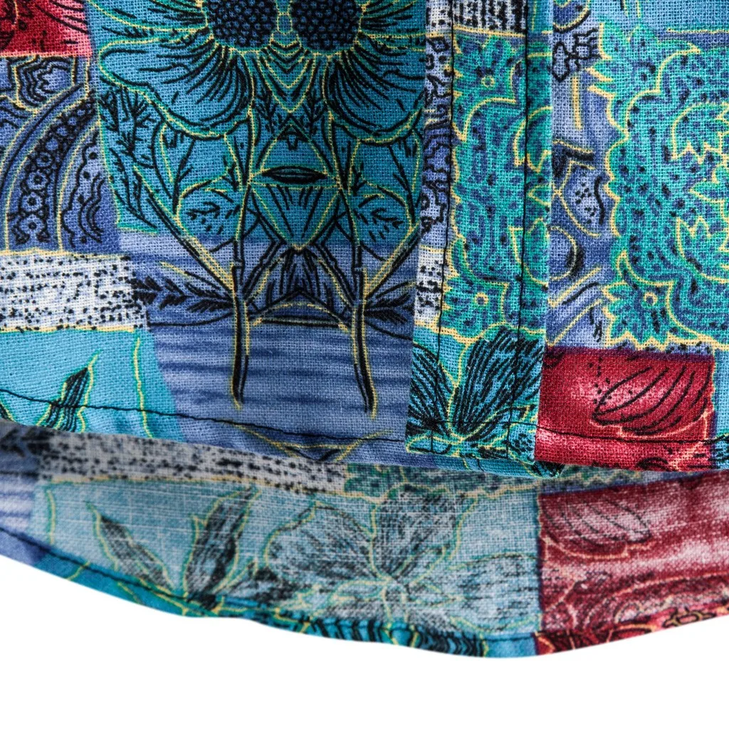 

Hawaiian Printed Shirt men Casual Men's Short sleeve shirt Button Print Beach Loose Blouse Top Streetwear Camisa masculina