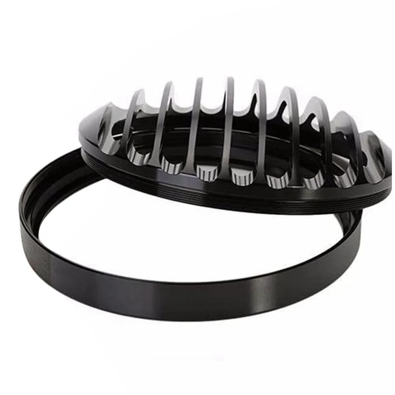 

Motorcycle 5 3/4Inch CNC Led Headlight Grill Cover with Motorcycle Black Rear Passenger Backrest Bar