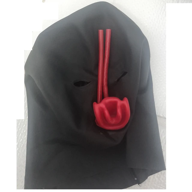 Masques De Fête 3D Latex Cagoule Humaine Masque Yeux Fermés Cagoule Fétiche  Avec Bouche Rouge Gaine Langue Nez Tube 230625 Du 29,1 €