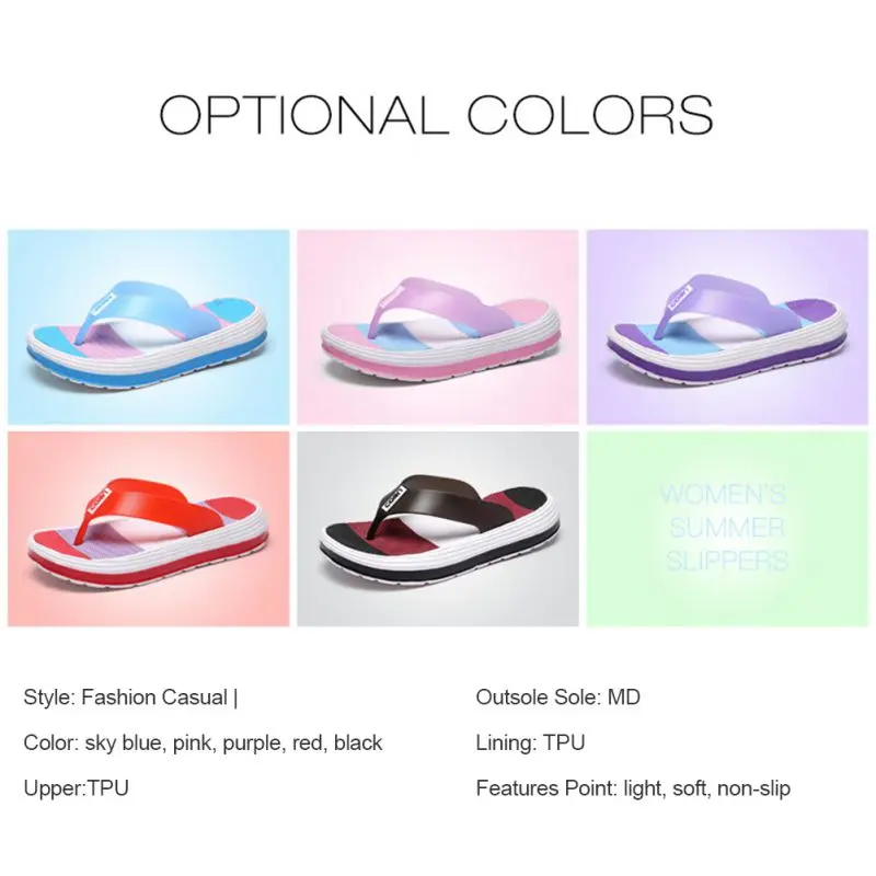 

Women Summer Fashion Concise Casual All-match Color-blocked Anti-slip Flipflop Slippers