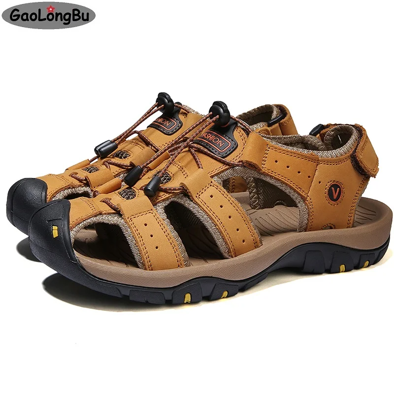 

2021 Genuine Leather Men Shoes Summer New Large Size Men's Sandals Men Sandals Fashion Sandals Slippers Big Size 38-48 New