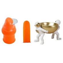 Agricultural Pluck Device Silicone Finger Thumb Knife With Finger Cots-S & Resin Astronaut Storage Figurines B
