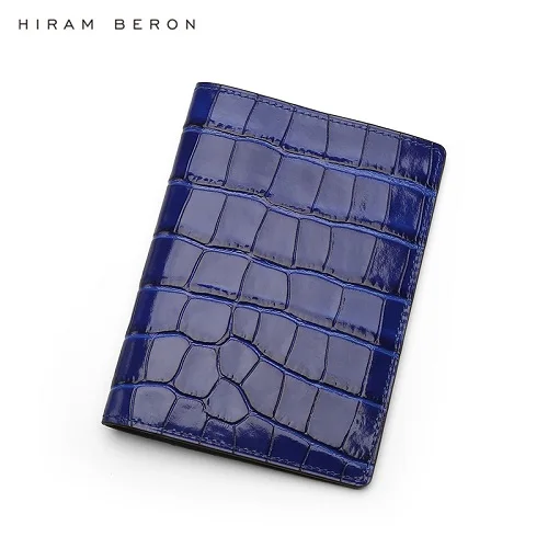 Hiram Beron персонализированный кожаный чехол для паспорта RFID Блокировка тисненый узор крокодила роскошный продукт Прямая поставка - Цвет: Electronic blue