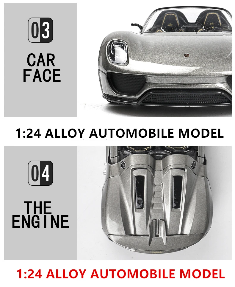 Welly 1:24 Porsche 918 модель автомобиля из сплава Модель автомобиля украшение автомобиля коллекция Подарочная игрушка Литье под давлением модель игрушка для мальчиков