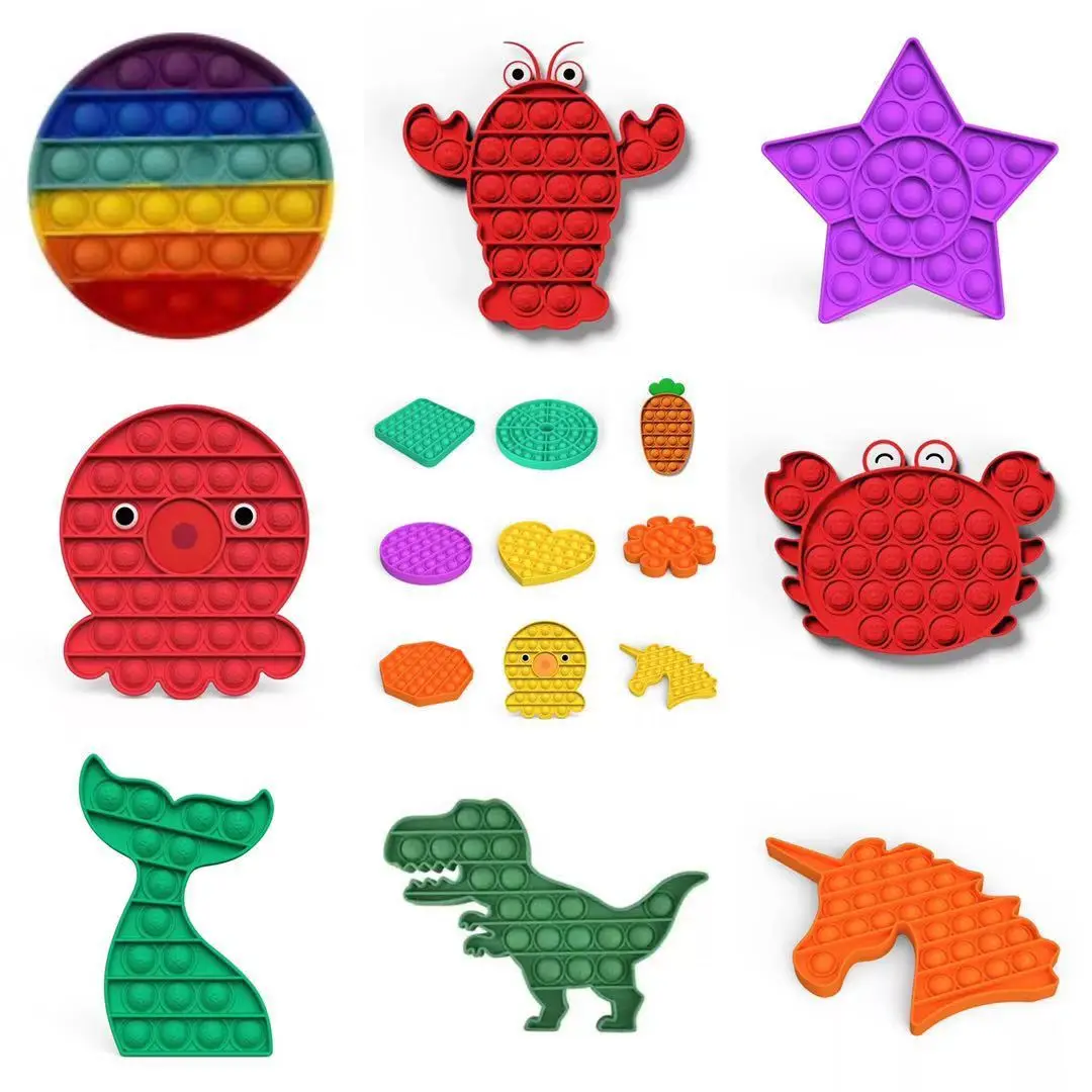 

10pcs/lot Push Bubble Fidget Sensory Pop It Special Needs Stress Reliever Figet Toys Popit Stress Ball Soft Squeeze Toy For