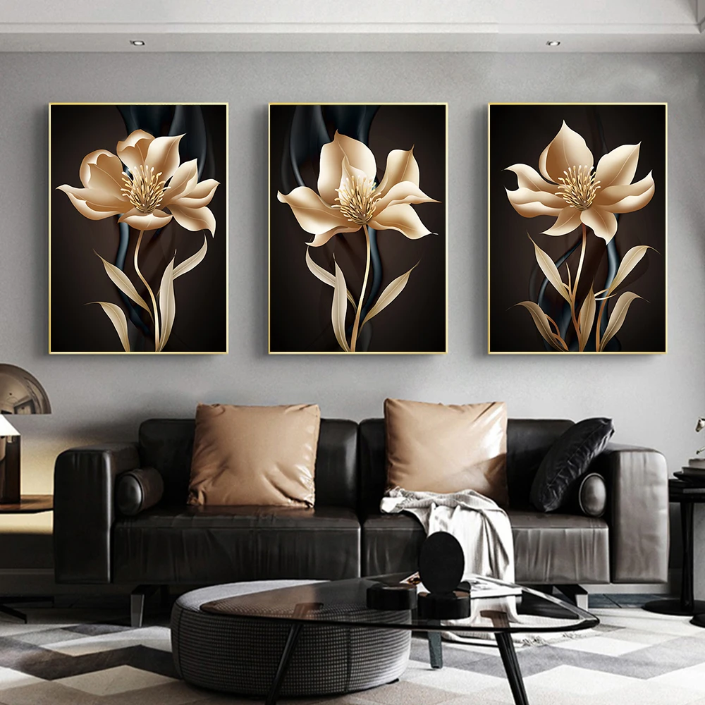 

Gold Black Marble Canvas Poster Modern Abstract Wall Art Painting Nordic Posters and Prints Wall Pictures for Living Room Decor