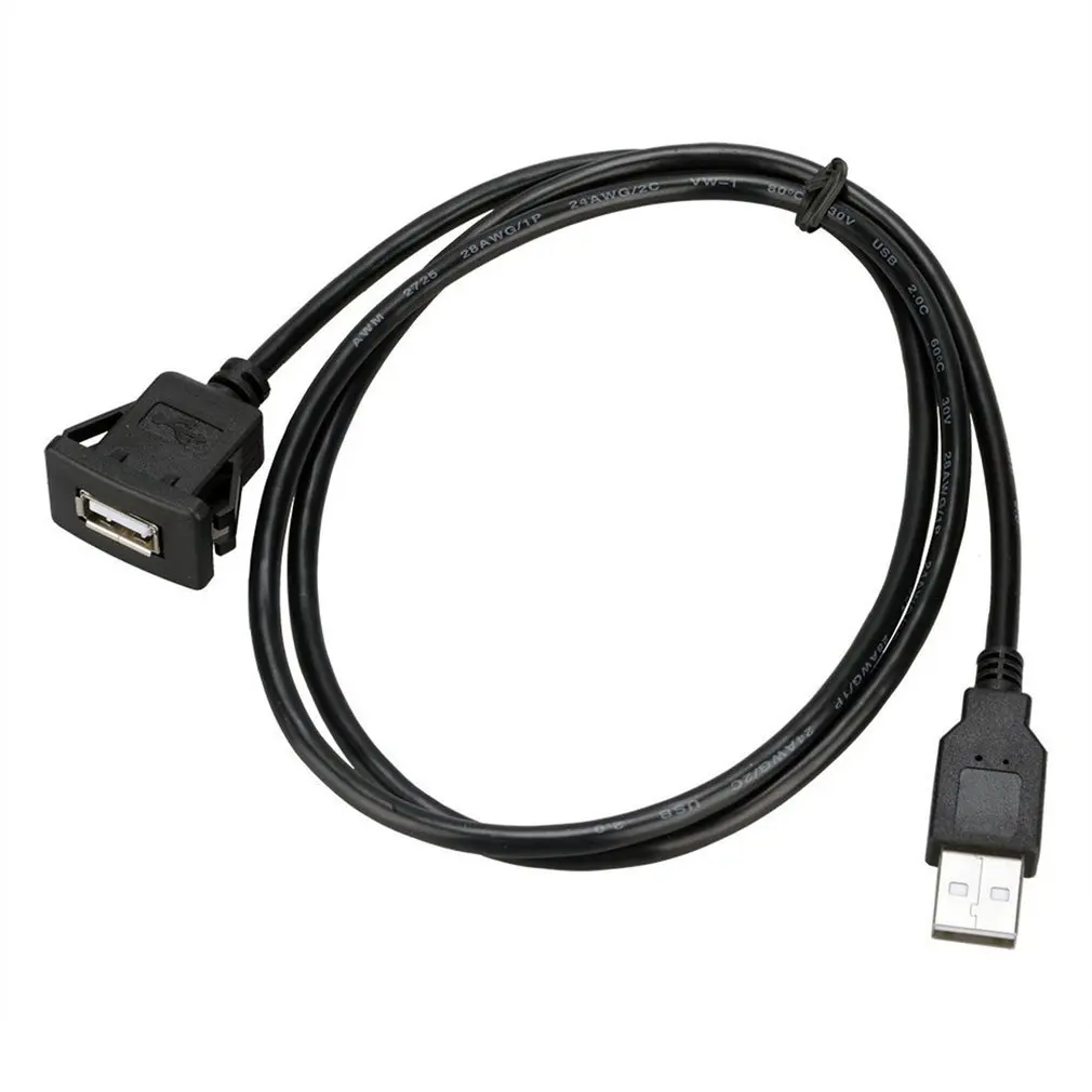 

catuo USB2.0 Flush Mount Cable 1M/2M Double/Single USB Port Extension Flush Dashboard Panel Mount Cable for Car Boat Motorcycle