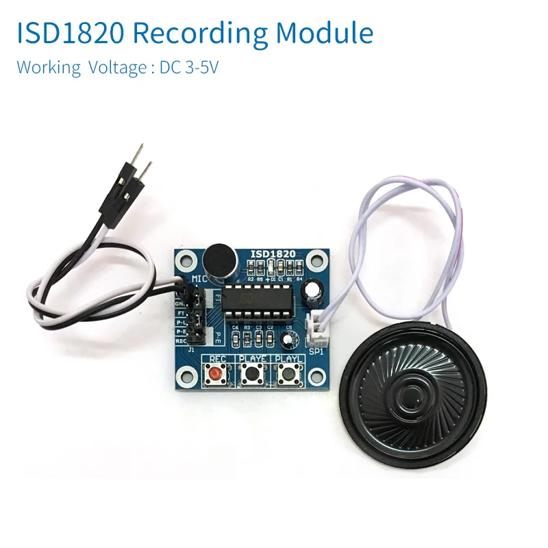 UNISIAN ISD1820 Recording Module 8 Ohm 0.5W Sound Recorder / Play REC Voice Board with Microphones + Loudspeaker DC 3-5V | Электроника