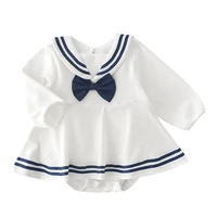 newborn girls bodysuits spring sailor collar infant cotton long sleeve baby clothing girls clothes with bow 0 2y