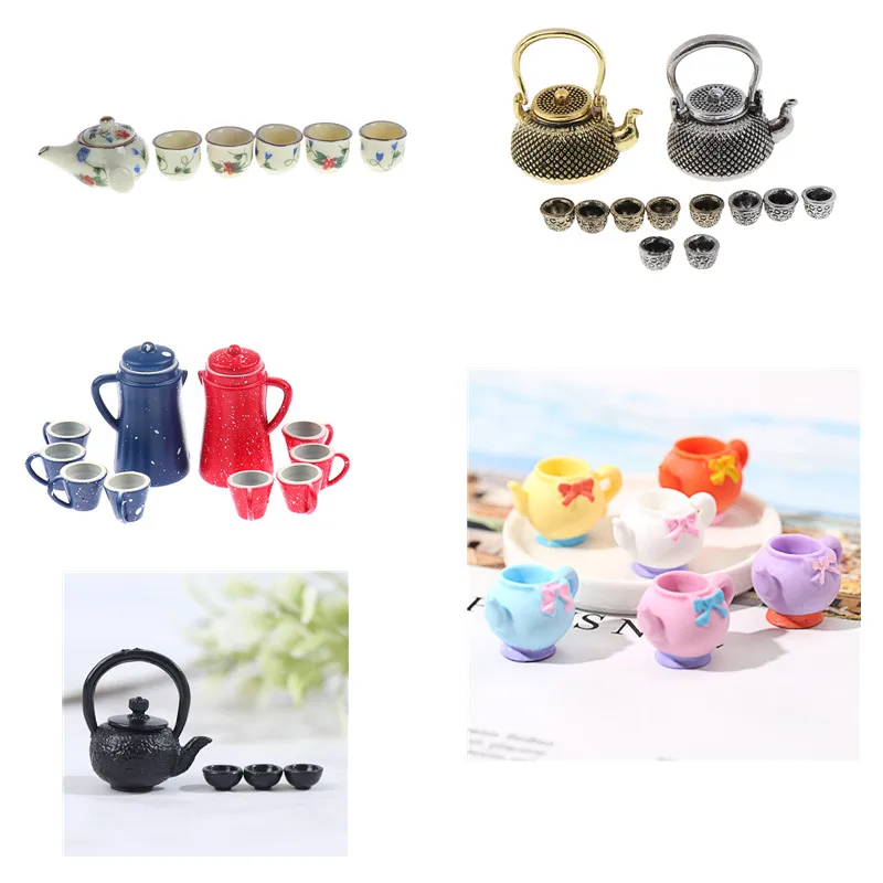 

1/12 Dollhouse Miniature Accessories Kettle Simulation Furniture Tea Pot Kitchen Model Furniture Toys for Doll House