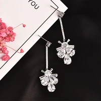 classic vintage luxury style pink cubic zirconia crystal bridal earrings for women wedding jewelry prevent allergy cze 2373