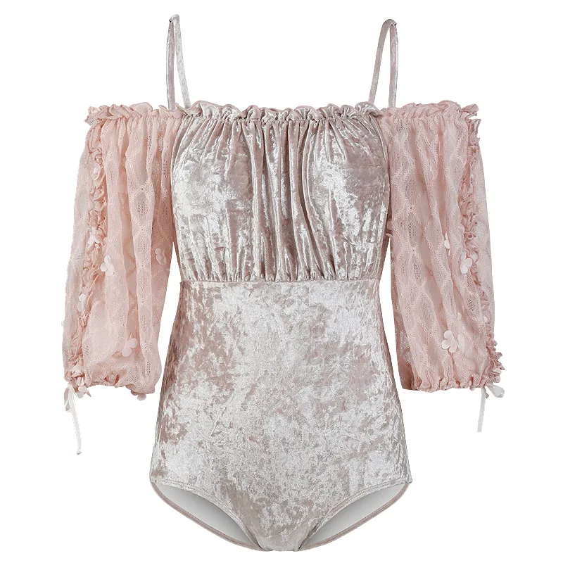 

Swimsuit One Piece Monokini For Girl Plavky Ladies Womens Swim Suit Pool One-Piece Pad No Underwire Shows Ins Women Solid