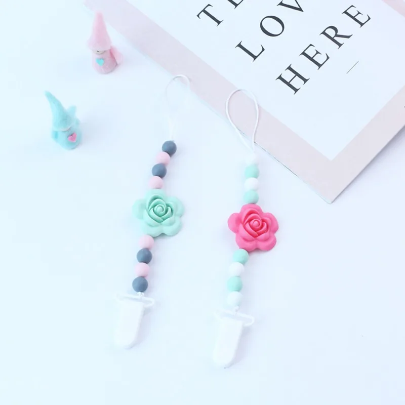 Baby Pacifier Chain Holder Clip Infant Strap Dummy Beads Soother Nipple Hold Teething Flower | Мать и ребенок