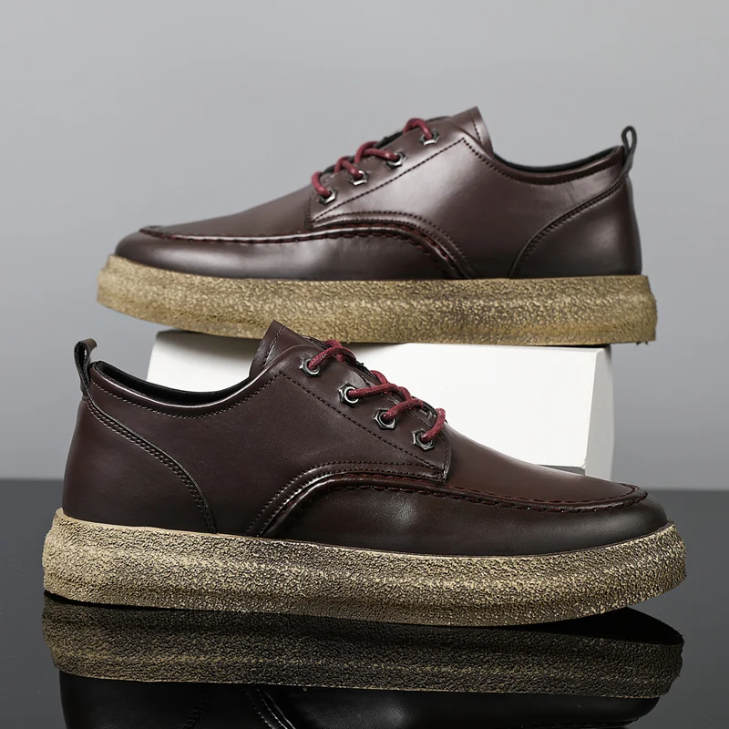 

Mens Casual Leather High-quality Leisure Tooling Shoes Comfortable Inside Handmade Lace-up Trend Fashion Zapatillas Hombre New