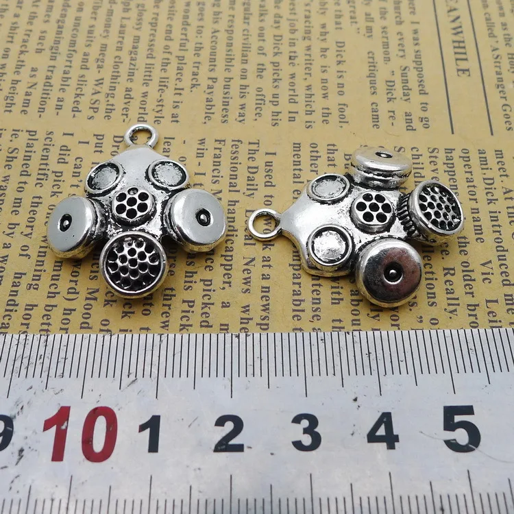 

Craft Jewelry For Women Antique Silver Color Fire Mask Charms 27x33mm