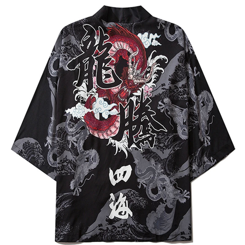 

Peculiar Chinese Dragon Traditional Japanese national style Cardigan Kimono Men Women Yukata Female Shirt Blouse Robe Anime