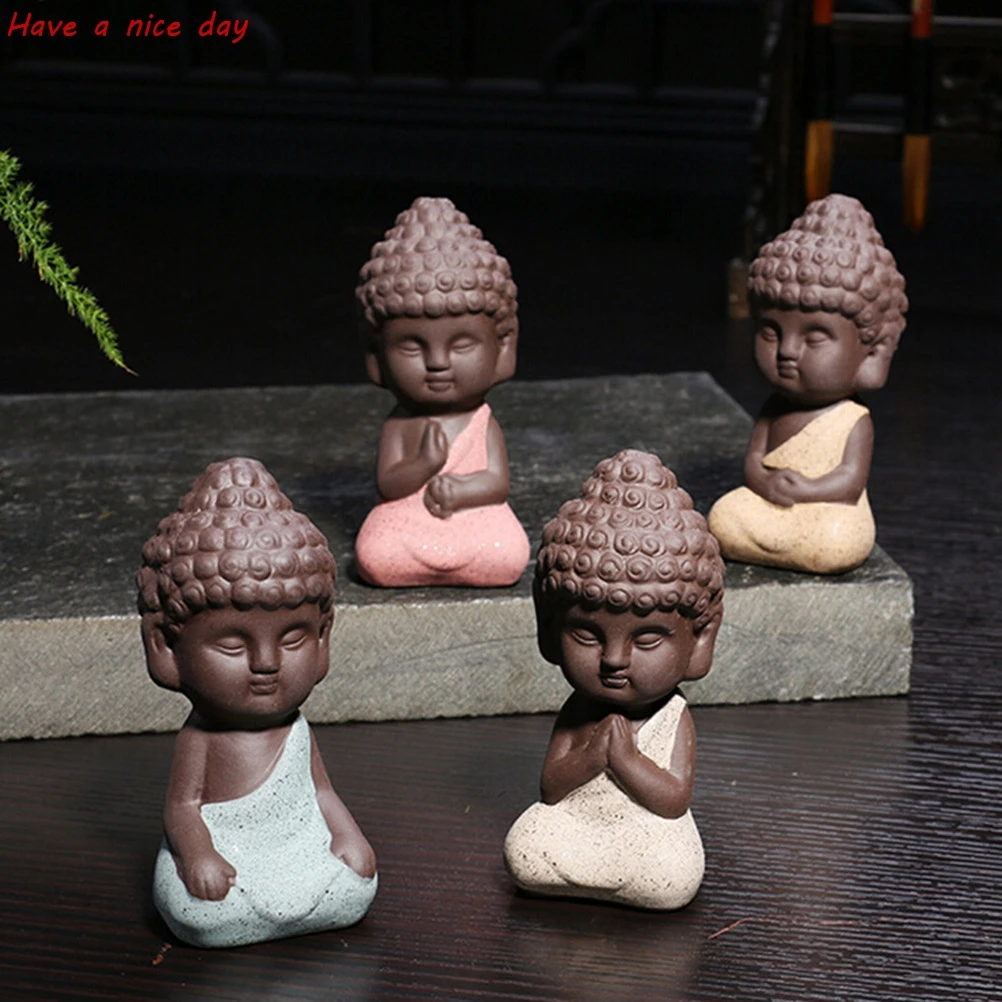 

NEW Buddha Statue Monk Figurine Tathagata India Yoga Mandala Tea Pet Purple Ceramic Crafts Zakka Decor Ceramic Ornaments