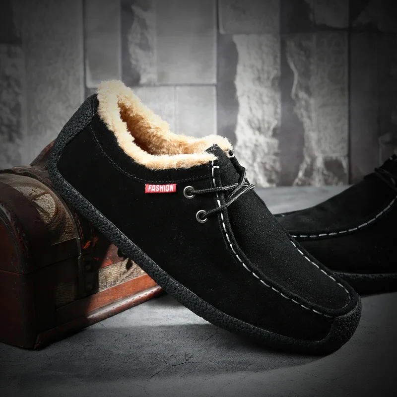 

Gb7 Fashion Warm Fur Snow Shoes Men Suede Leather Winter Boots Non-slip Mens Shoes Designer Shoes Men Luxury Flats Plus Size