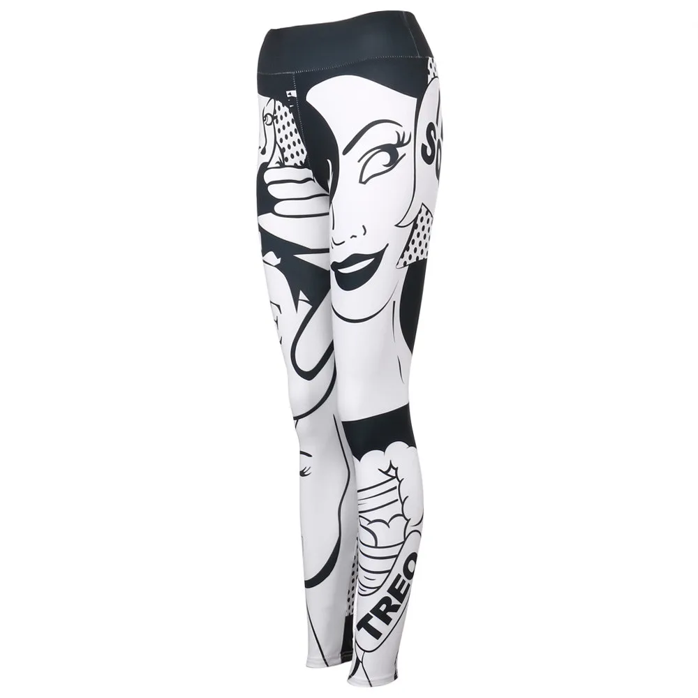 

New 2019 Women Fashion Women Skinny Leggings High Waist Elastic Fitness Sports Face Print Pants Quick Drying Short Pants Z0311