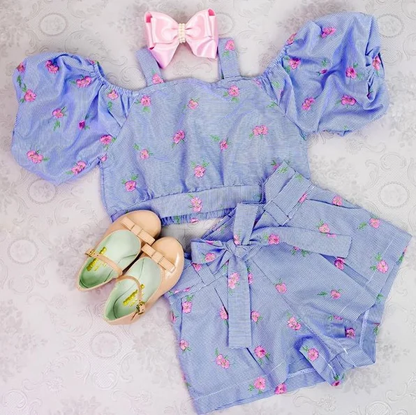 

Toddler Baby Girl Summer Floral Print Outfit Set Halter Strap Short Sleeve Tops+Drawstring Shorts Clothes