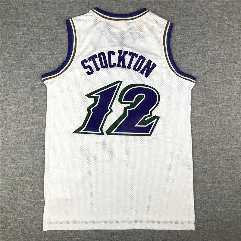 

2021 City Edition Vest 45 MITCHELL 12 STOCKTON KARL 32 MALONE Retro Embroidery Basketball Jerseys Tank Tops Sewing Sponsor XXL