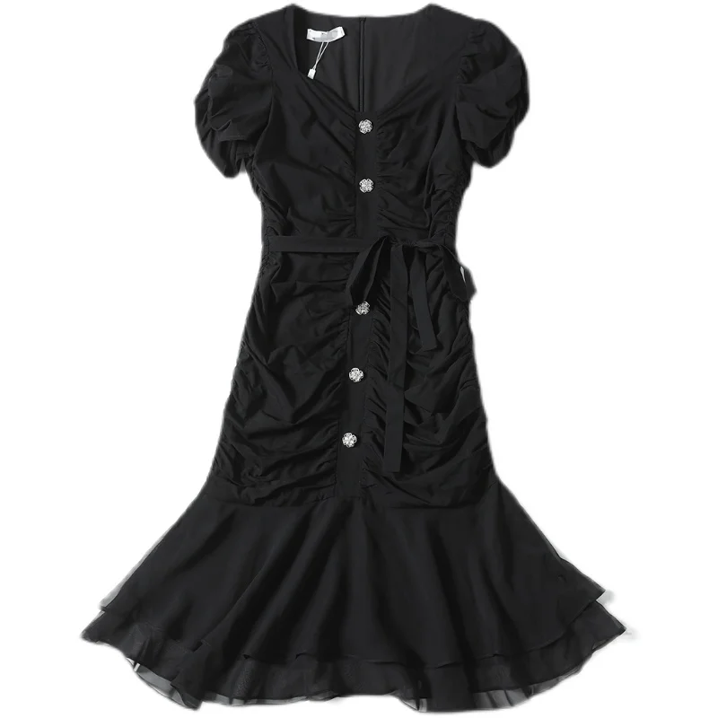 

Fashion Casual Black Dress Women New 2021 Summer Short Sleeve Vintage party Dress Plus Size Vestidos