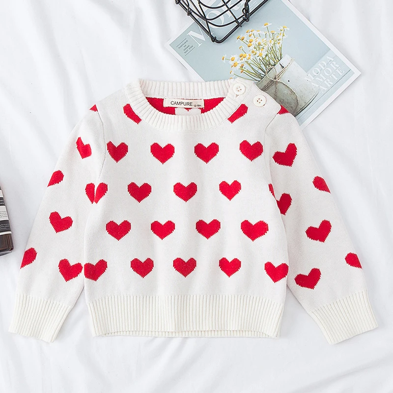 

Baby Boy Girl Long Sleeve Loving Heart Knitted Sweater New 2020 Autumn Winter Boys Girls Sweaters For Baby Girls Kids Sweaters