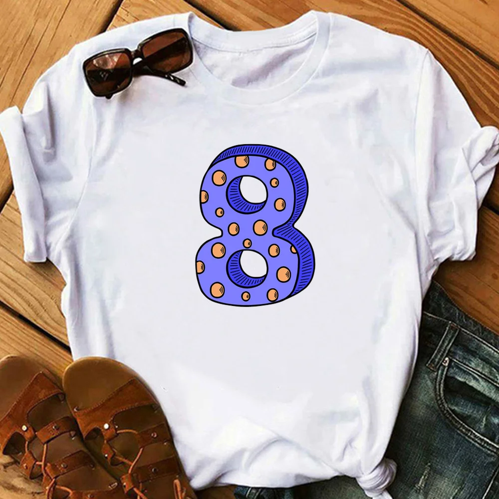 

Number 8 T-shirts Women's New Fashion T-shirt Harajuku Short Sleeve Printed Blouse 20389