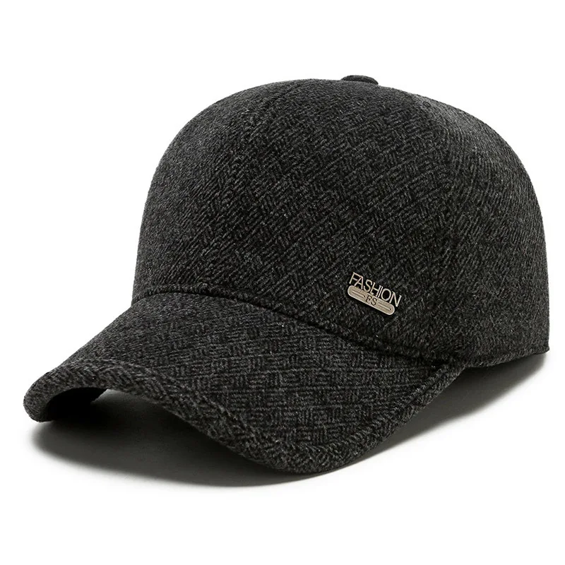 

Fashion Casual Winter Cap Men Warm Baseball Hat With Earflaps Snapback Cap Middle-aged Trucker Hat With Earmuffs bone masculino