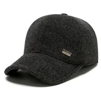 fashion casual winter cap men warm baseball hat with earflaps snapback cap middle aged trucker hat with earmuffs bone masculino