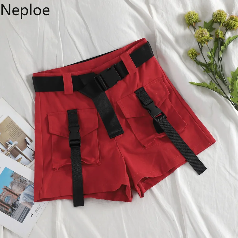 Neploe, модные женские шорты с поясом в стиле сафари, шорты с карманами, женские свободные шорты в Корейском стиле, женские шорты с высокой талией, 45327