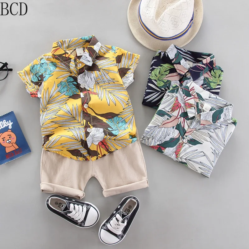 

BCD 2021 Summer Fashion Beach Style Shirt Shorts Baby Boys Clothes Sets Cute Newborn Clothing 0-5 Year Kid Sportswear New HOT