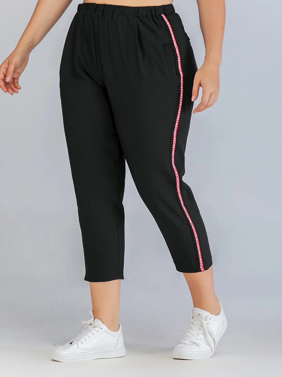 2021 летнее платье размера плюс узкие брюки для женщин Узкие повседневные штаны с