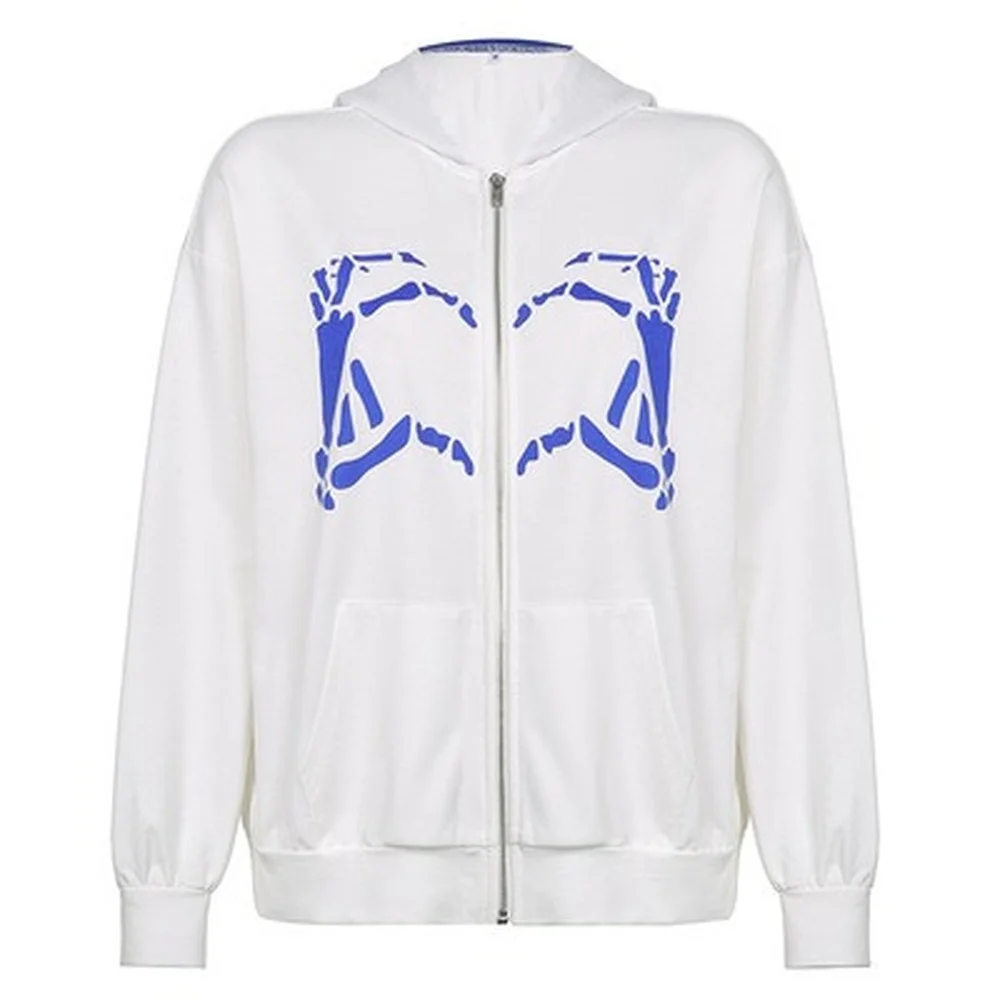 Куртка WeiYao в стиле Харадзюку с принтом на молнии толстовки большого размера