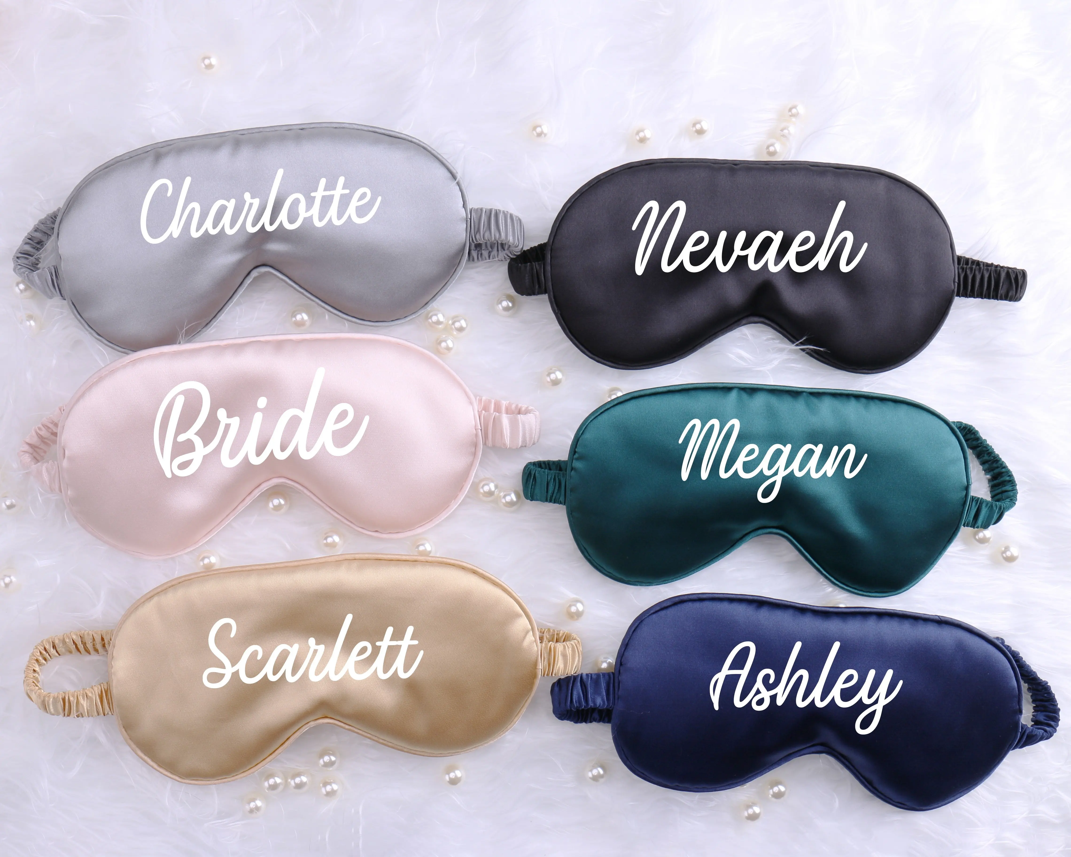 Персонализированная атласная маска для сна монограмма подружки невесты