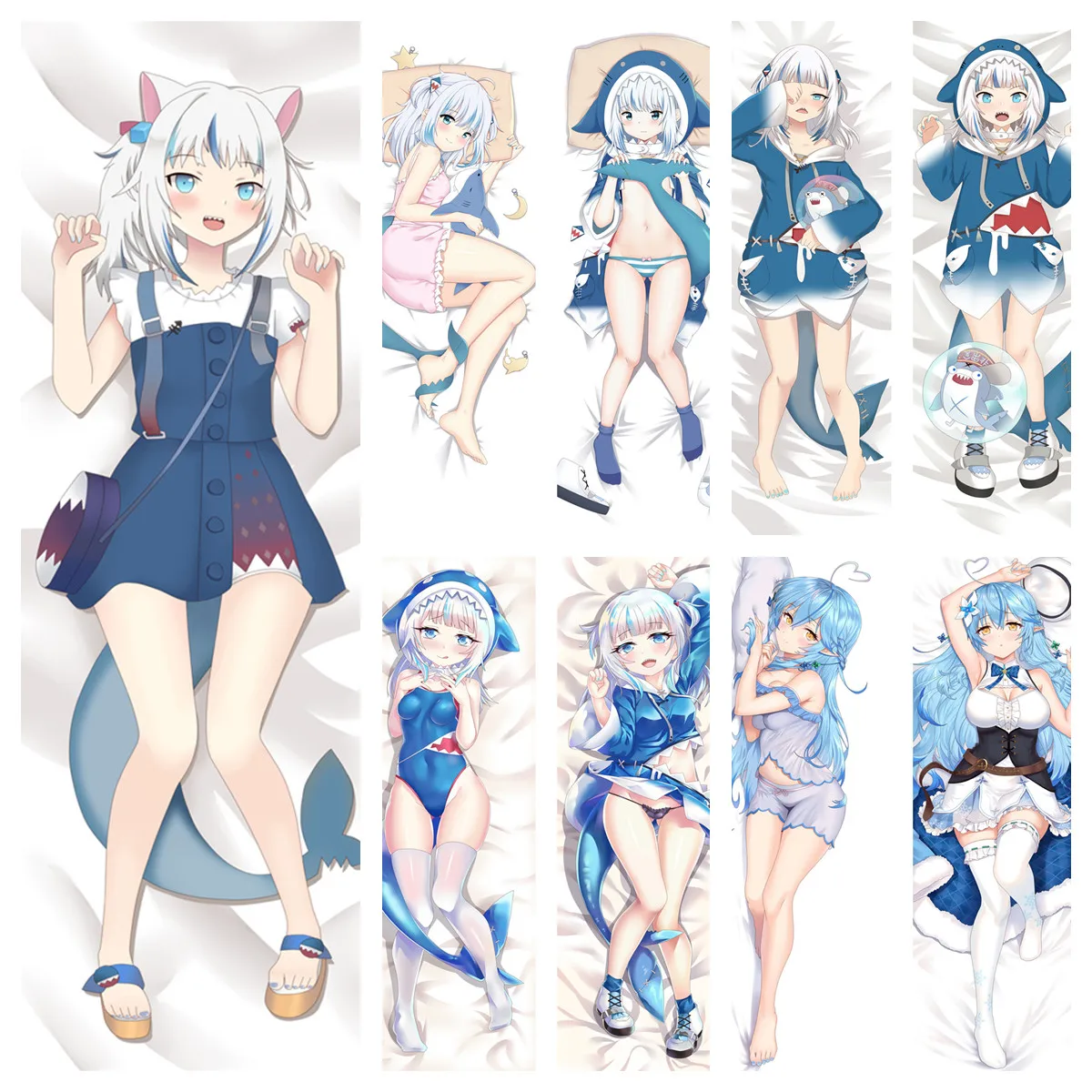 

Anime Dakimakura Pillowcase Vtuber Gawr Gura Hugging Body Pillow Case Home Bedding Decorate DIY Customized Cushion Pillow Cover