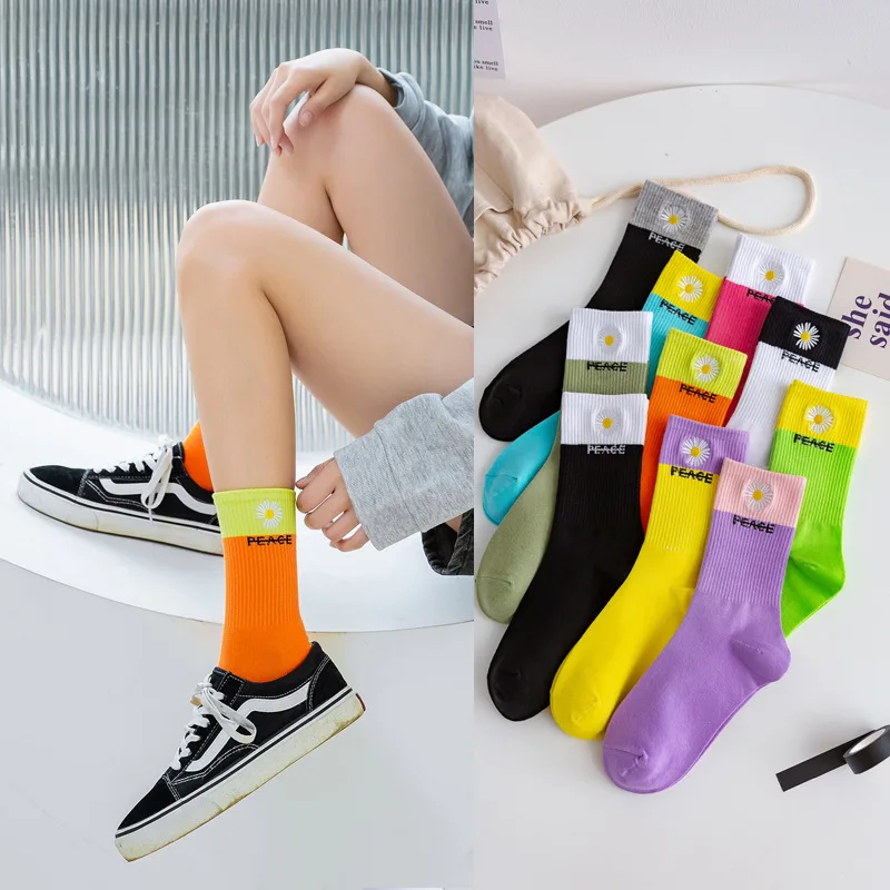 10 шт. = 5 пар женских носков Ins модные хлопковые Новые Креативные цветные носки с