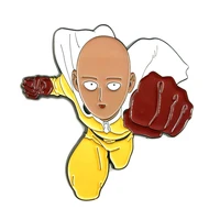 saitama one punch man cartoon brooch pins enamel metal badges lapel pin brooches jackets jeans fashion jewelry accessories