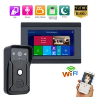 Wireless/Wired Wifi IP Video Door Phone Doorbell Intercom Entry System 1 Monitors 7inch Aluminum Alloy Wired Camera