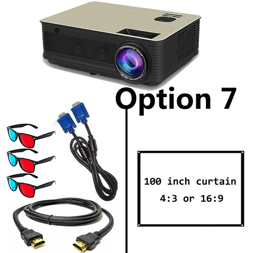 Option 7 Poner saund M5 проектор с wi-fi Android 6,0 беспроводной многоэкранный интерактивный 10 м HDMI настенный кронштейн экран занавес M5W Vs led96 - Цвет: Option 7