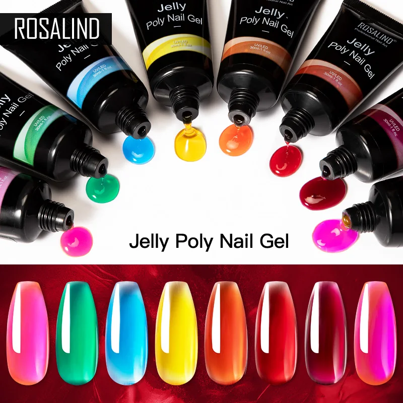 

ROSALIND 30ml Cat Eye Acrylic Poly Nail Gel Quick Extension Builder Semi Permanent Thermal Temperature Change Poly UV Nail Gel