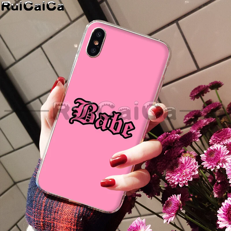 A6 RuiCaiCa Babe babygirl honey line Text art Smart Cover мягкий чехол для телефона Apple iPhone 8 7 6S Plus X XS MAX 5 5S SE XR - Цвет: A6