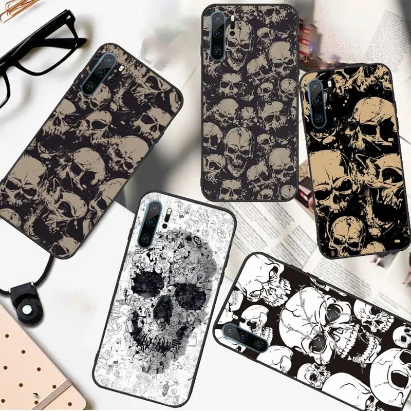 

Skull Pattern Horror Skeleton Phone Case For Huawei honor Mate P 10 20 30 40 i 9 8 pro x Lite smart 2019 nova 5t