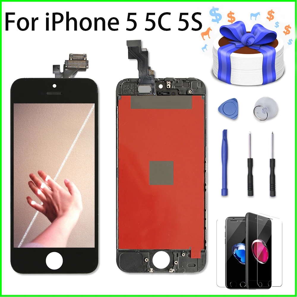 Черный/белый Pantalla lcd для iPhone 5 5C 5S дигитайзер сборка сенсорный экран Замена 6 7 без