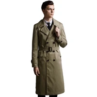 fashion ultra long trench mens tops long outerwear double breasted belt overcoat spring and autumn plus size outerwear trench